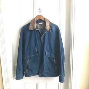 Woolrich Jean jacket with leather trim